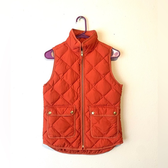 J. Crew Jackets & Blazers - J. Crew Vest Womens XXS Rust Quilted Down Filled Puffer Preppy Full‎ Zip Jacket